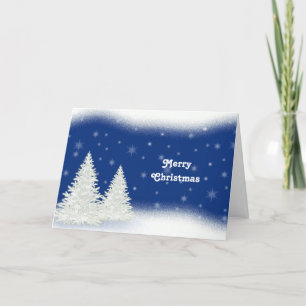 Winter White Trees Watercolor Christmas Holiday Card