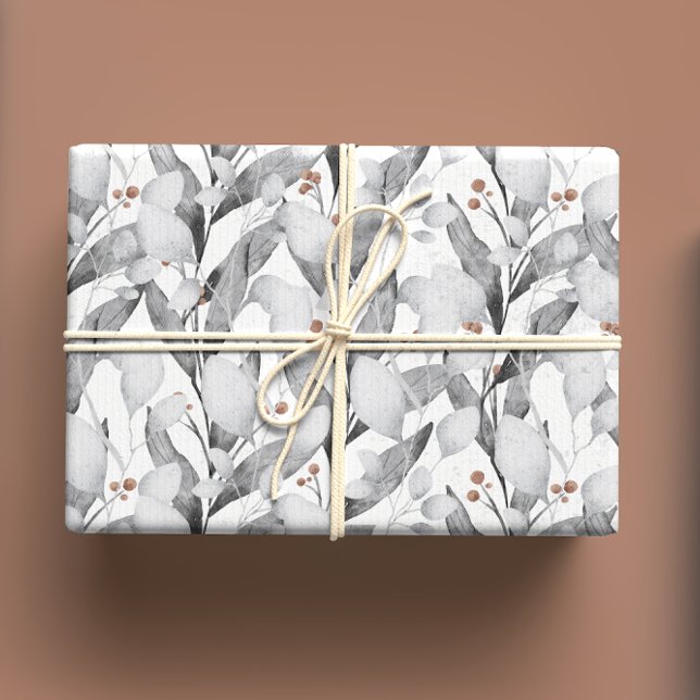 Winter White Vines Watercolor Botanical Wrapping Paper Sheets (Creator Uploaded)