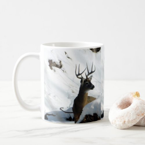 Winter Whitetail Buck Antlers Mug