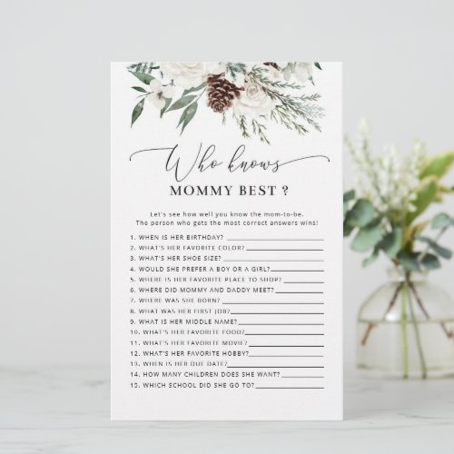 Winter Who knows mommy best baby shower game