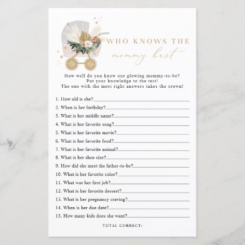 Winter Who knows mommy best baby shower game