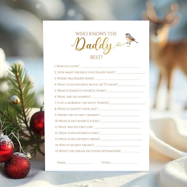 Winter Who Knows the Daddy Best Baby Shower Game Invitation (Creator Uploaded)