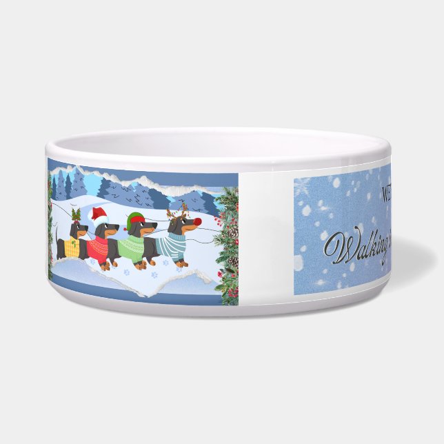 Winter Wienerland Christmas Pet Bowl (Left)