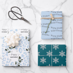 Winter Wild Glacier Leopard Wrapping Paper Sheets