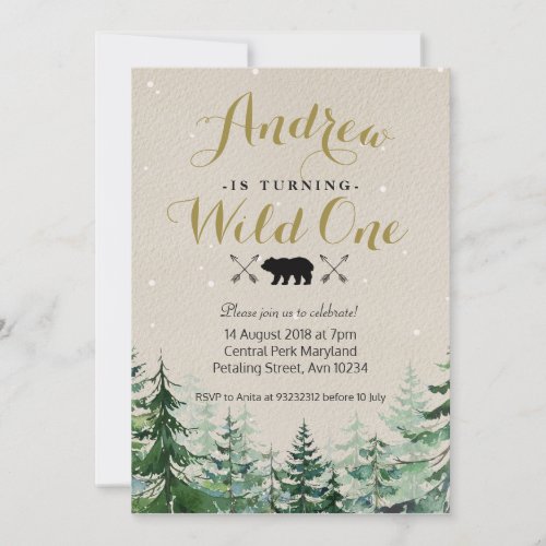 Winter Wild One Birthday Invitation