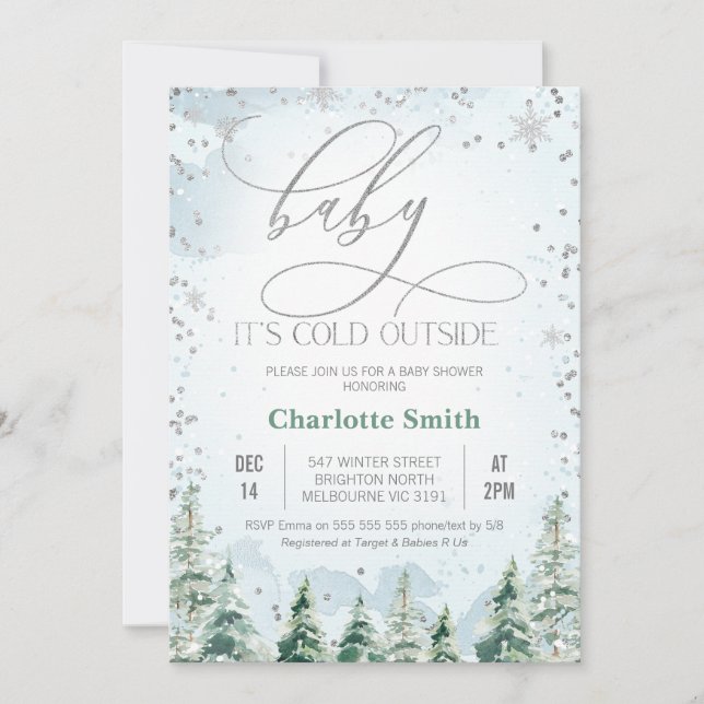 Winter Wilderness Baby Boy Baby Shower  Invitation (Front)