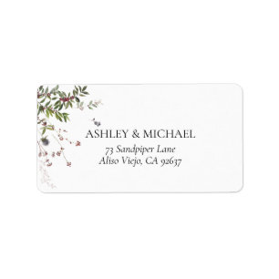 Winter Wildflower Berry Wedding Return Address Label
