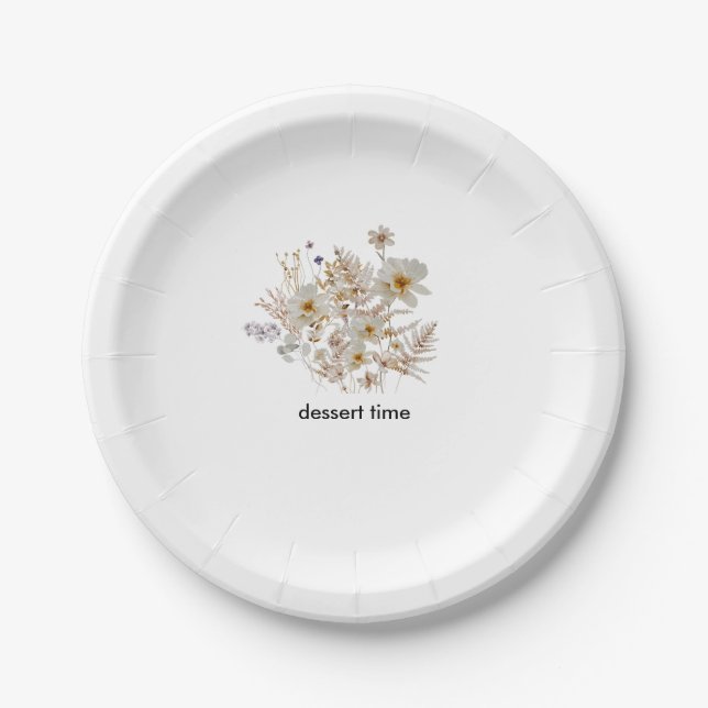 Winter Wildflower Bloom Rustic Boho Gardens Paper Plates (Front)
