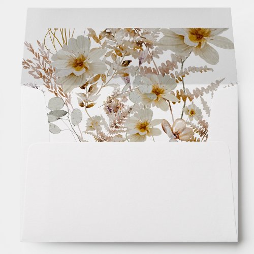 Winter wildflower blooms rustic boho mailing envelope