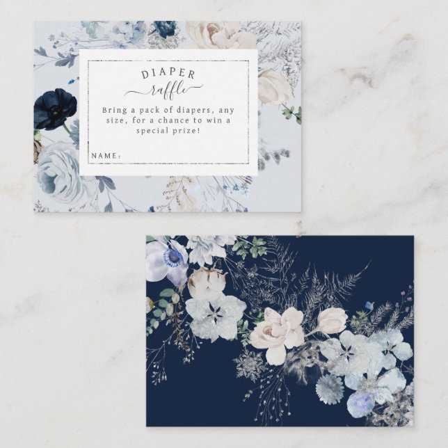 Winter Wildflower Elegant Boho Baby Shower  Enclosure Card (Front/Back)