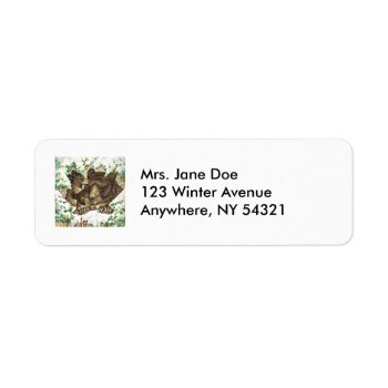 Winter Wildlife Art Black Bear Mother And Cubs Label by gingerbreadwishes at Zazzle