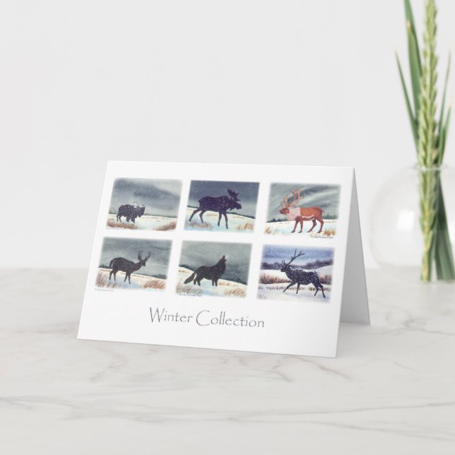 Winter Wildlife Watercolor Paintings Collection Card (Front)