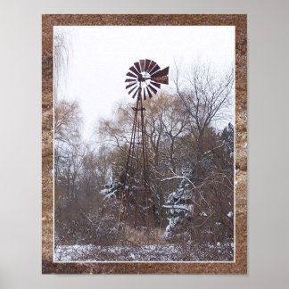 Winter Windmill - Matted Poster