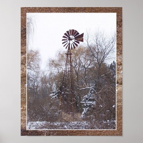 Winter Windmill _ Matted Poster