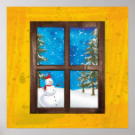 winter window with the snowman poster<br><div class="desc">winter window with the snowman</div>