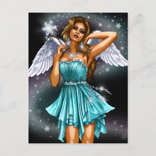 Winter Winged Fairy Postcard (Front)