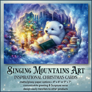 Winter Wisdom Polar Bear Book KJV Bible Christmas Holiday Card