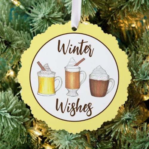 Winter Wishes Buttered Rum Cocoa Eggnog Drinks Ornament Card