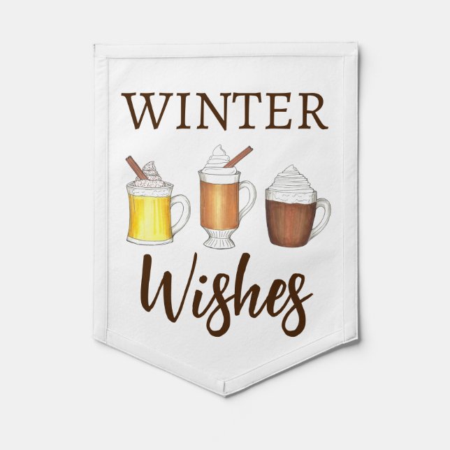Winter Wishes Buttered Rum Cocoa Eggnog Drinks Pennant (Front)