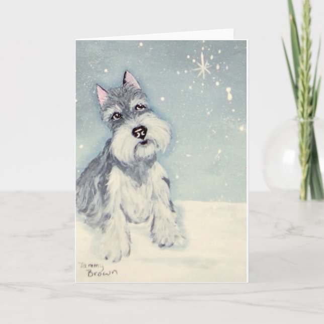 Winter Wishes from a Schnauzer Thank You Card (Front)