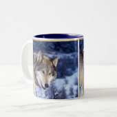 Winter Wolf 2 Two-Tone Coffee Mug (Front Left)