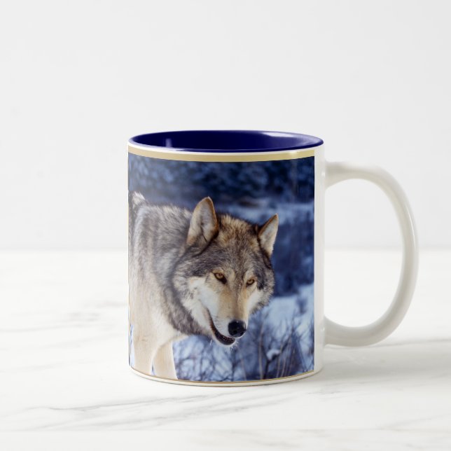 Winter Wolf 2 Two-Tone Coffee Mug (Right)