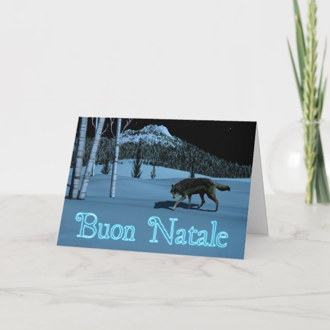 Winter Wolf - Buon Natale Holiday Card (Front)