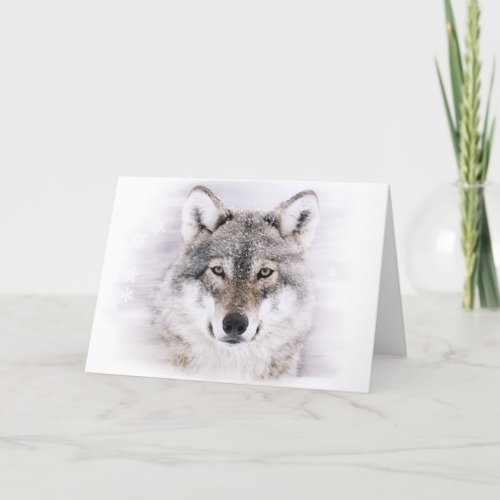 Winter Wolf Christmas Greeting Card