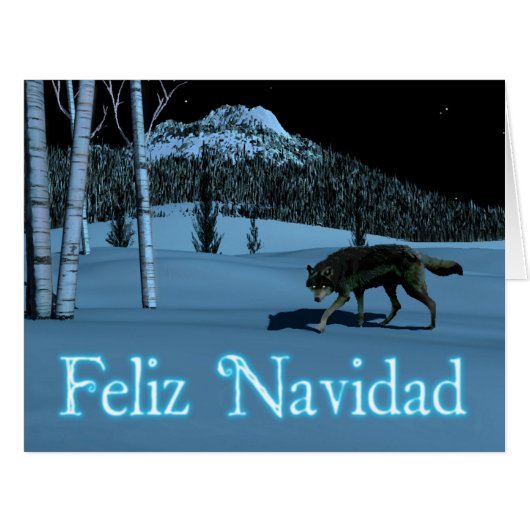 Winter Wolf - Feliz Navidad Cards (Front Horizontal)