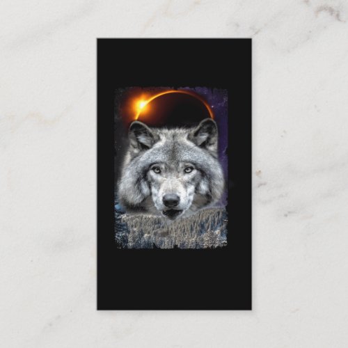 Winter Wolf Galaxy Sun Moon Eclipse Business Card