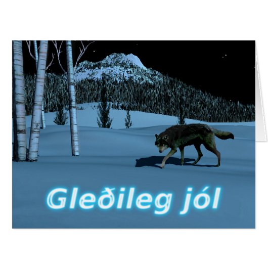 Winter Wolf - Gleðileg Jól Cards (Front Horizontal)