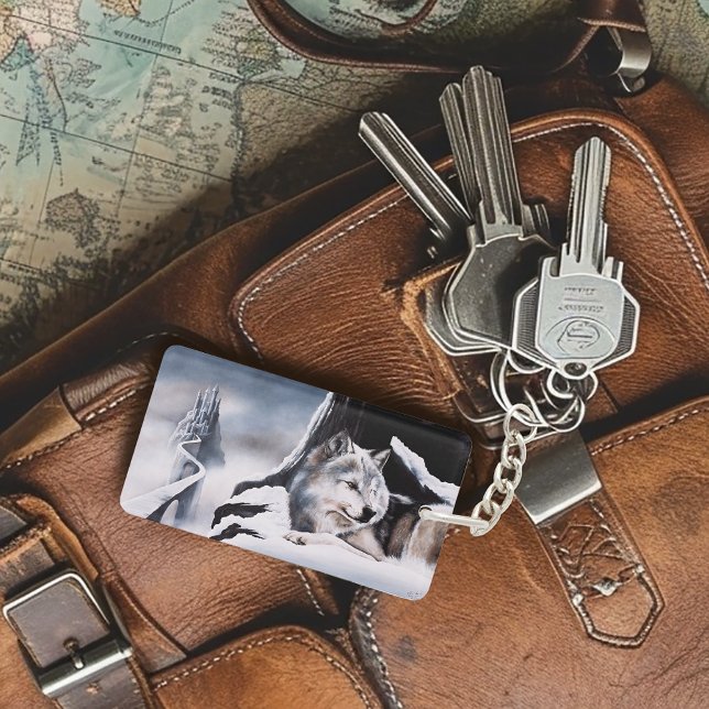 Winter Wolf Guardian Frozen Ice Castle Fantasy Keychain (Creator Uploaded)