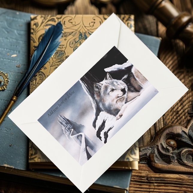 Winter Wolf Guardian Frozen Ice Castle Fantasy Rectangular Sticker (Creator Uploaded)