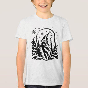 Winter Wolf Howling at the Moon Graphic Tri-Blend Shirt