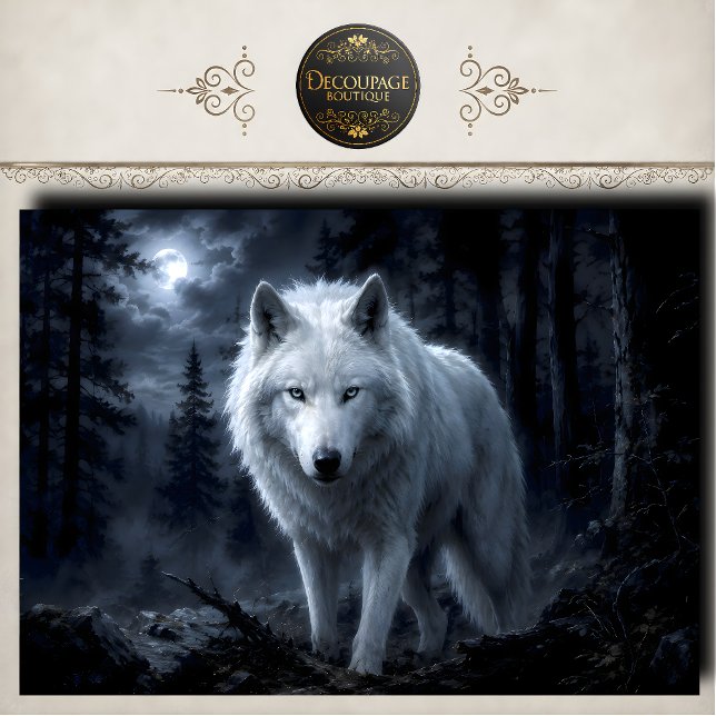 Winter Wolf in Snowy Forest Decoupage Paper | Rust (Winter Wolf in Snowy Forest Decoupage Paper | Rust)