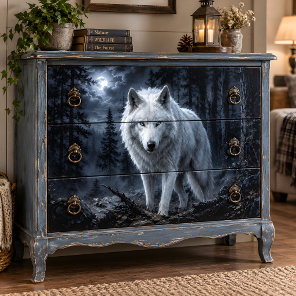 Winter Wolf in Snowy Forest Decoupage Paper | Rust