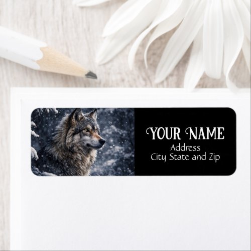 Winter Wolf in the Snow Return Address Label