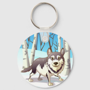 Winter Wolf Keychain
