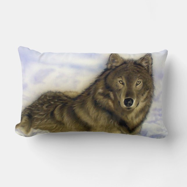 Winter Wolf Lumbar Pillow (Front)