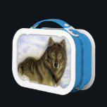 Winter Wolf Lunch Box<br><div class="desc">Here´s looking at you! Get this wolf laying in the snow to stare you down! Original airbrush art. for wolf lovers.</div>