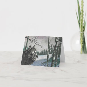 Winter Wolf Outdoor Scene Folded Card