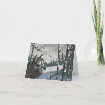 Winter Wolf Outdoor Scene Folded Card by ScrdBlueCollectibles at Zazzle