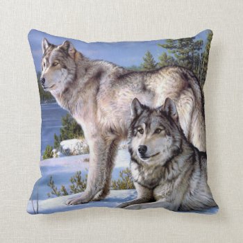 Winter Wolf Pillow by SpectacularDesigns at Zazzle