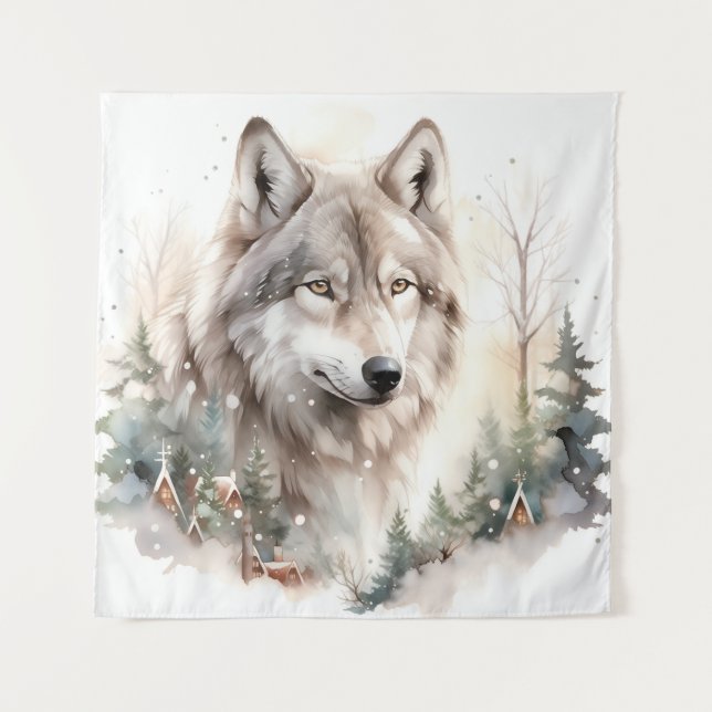 Winter Wolf Tapestry (Front)