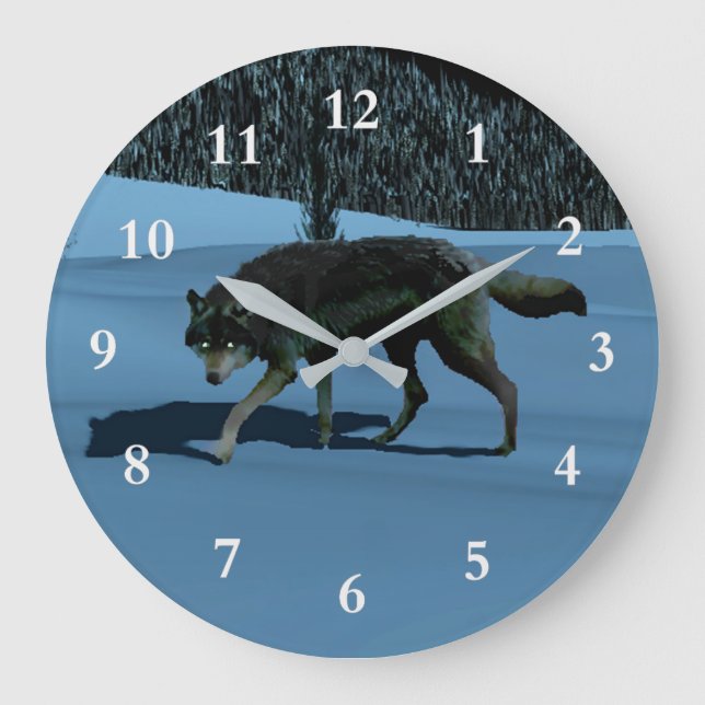 Winter Wolf - Tapetum Lucidum Large Clock (Front)