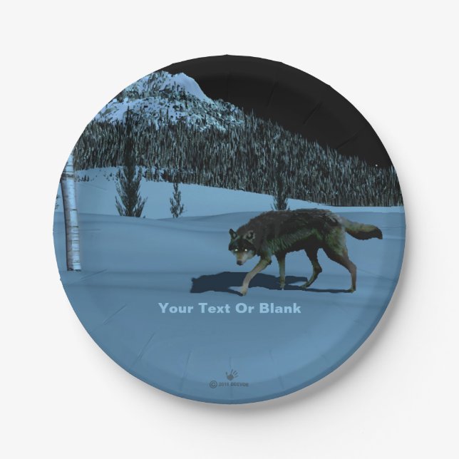 Winter Wolf - Tapetum Lucidum Paper Plates (Front)