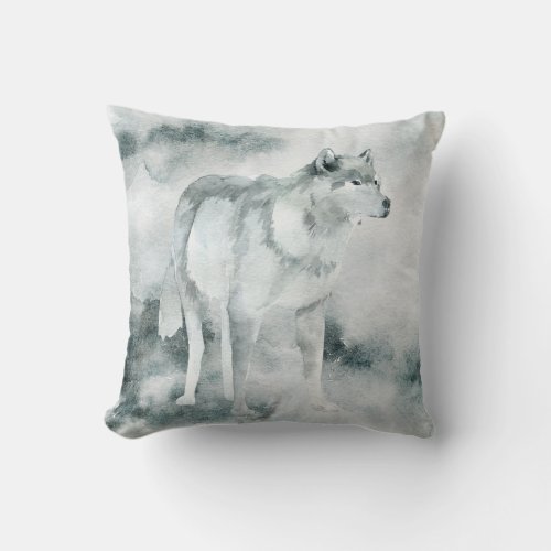 Winter Wolf Throw Pillow