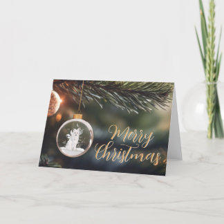 Winter Wolf w/ Florals Christmas Card 