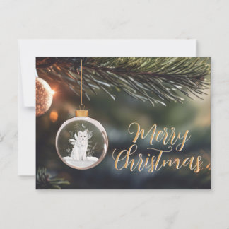 Winter Wolf w/ Florals Christmas Card 