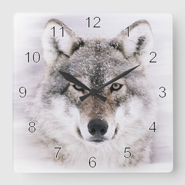 Winter Wolf Wall Clock (Front)
